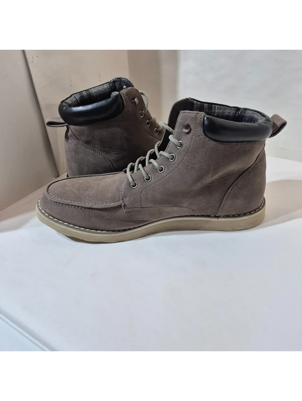 Men's Weather Spirits Shoes Gray/Plaid Sz 12 Lightweight Faux Suede